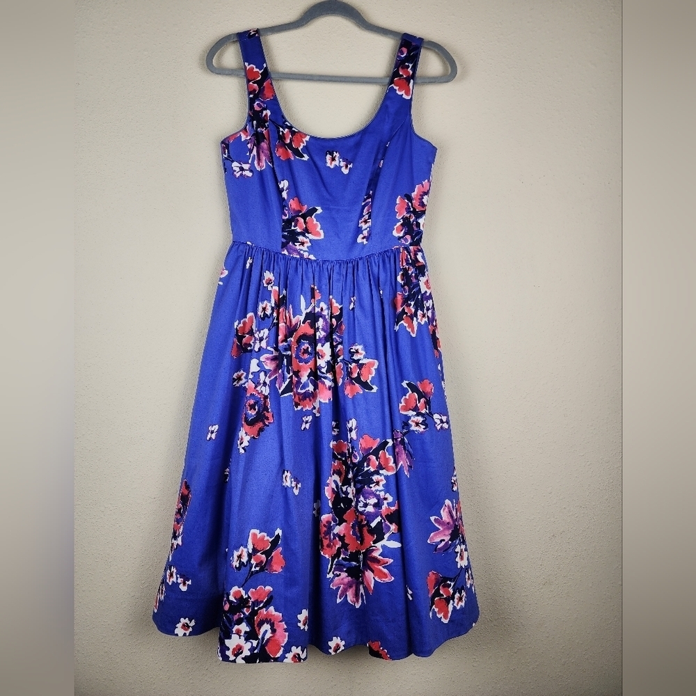 Donna Morgan square neck sleeveless dress blue/purple floral size 4